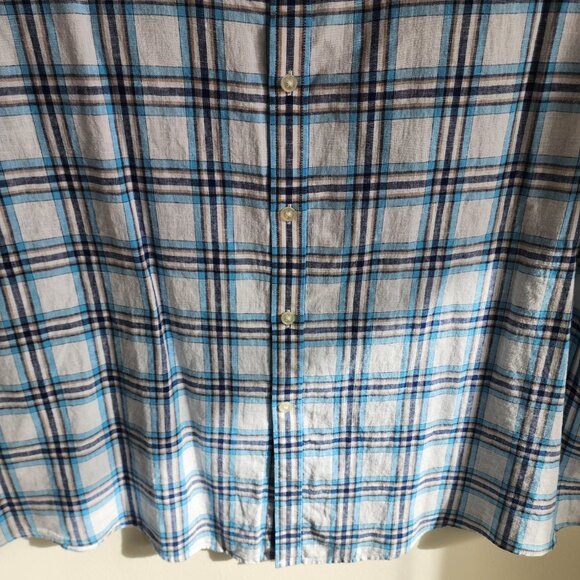 XXL Linen Cotton Shirt Blue Check White Multicolor Jos A Bank New Nwt Mens Size - Picture 12 of 17